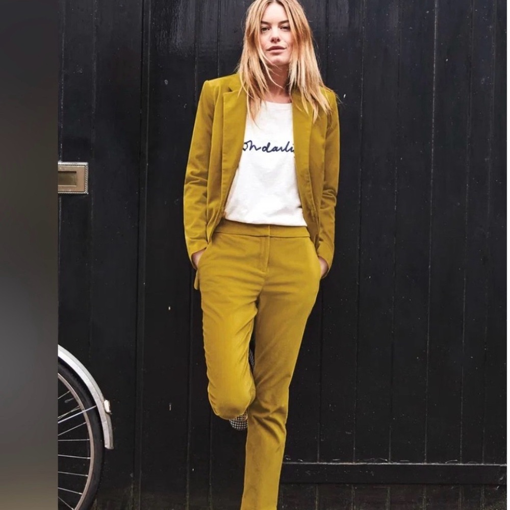 Boden Velvet Longline Blazer Hot Mustard Size 10